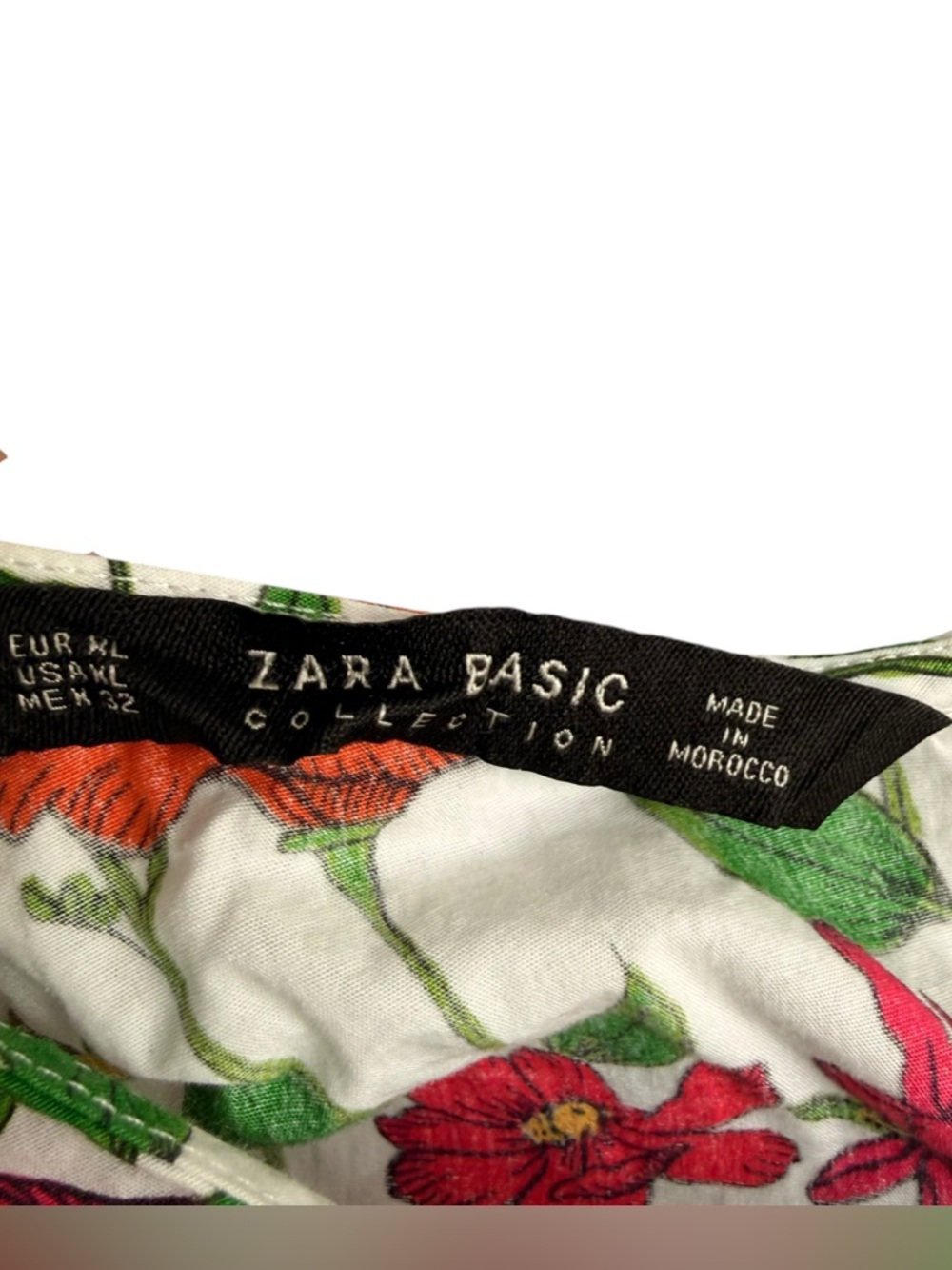 ZARA Basic Tie-Back Floral Puff Sleeve Top XL - Picture 9 of 9